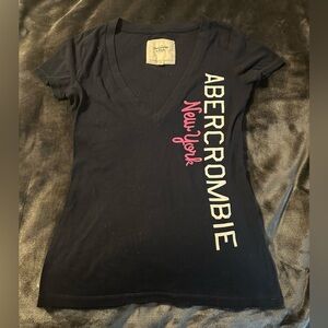 Abercrombie & Fitch Graphic Logo Tee Shirt Size M Black Y2K Vintage Style